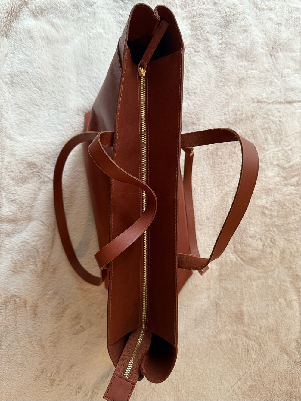 NWT Madewell The Zip-Top Essential Tote Leather Warm Cinnamon - Picture 7 of 14